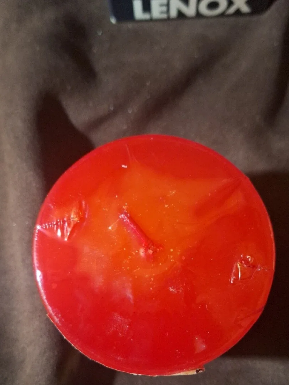 Vintage Lenox Red Votive Candle with Gold Label